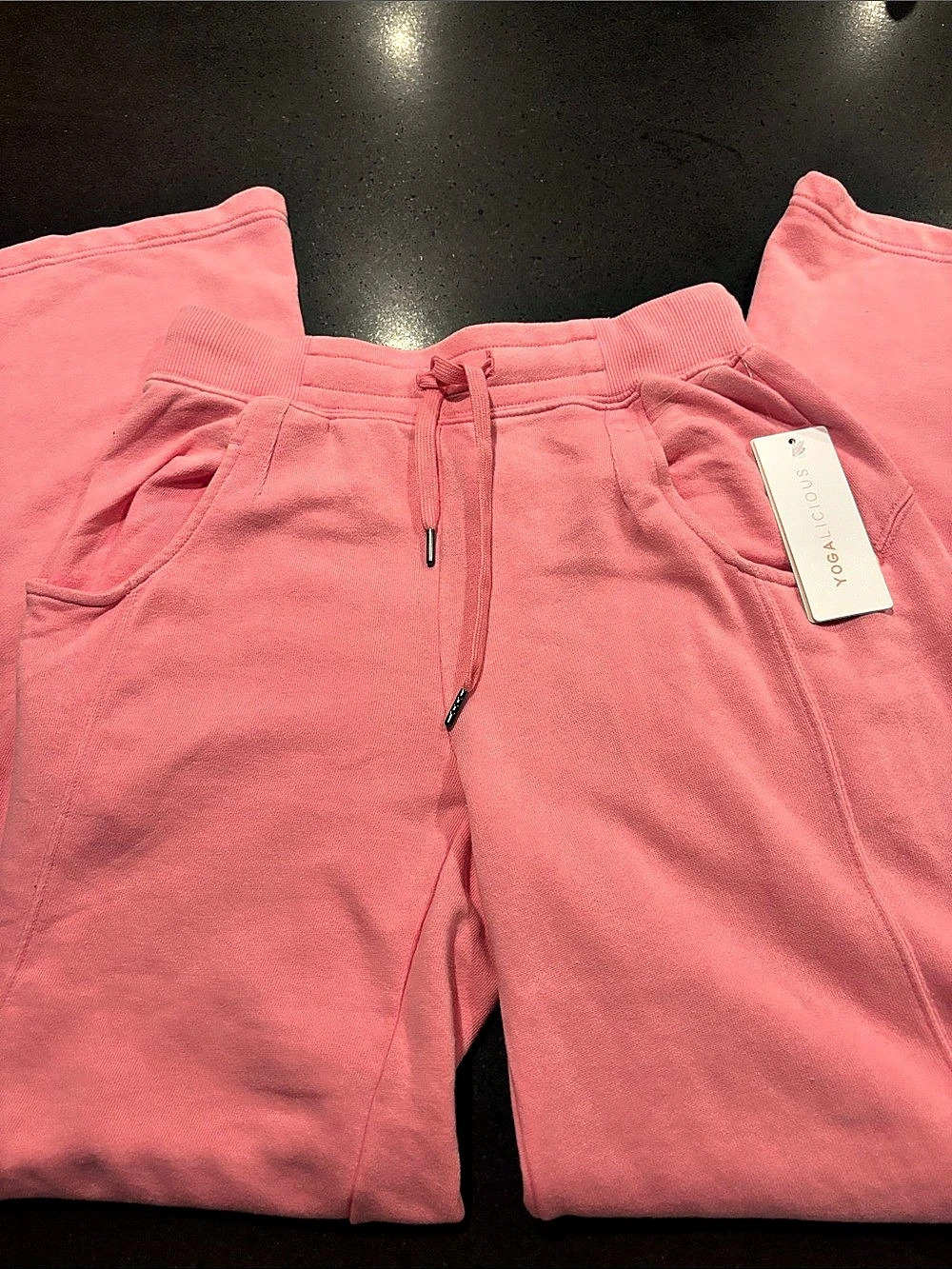 Yogalicious Washed Loop Terry Comfy Couture 31" Pant Pink XS NWT